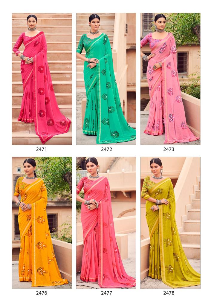Kashvi Sunheri Ethnic Wear Printed Fancy Georgette Saree Collection